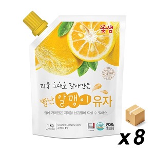 꽃샘 별난 알맹이 유자 1Kg 8개 (BOX)